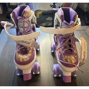 Cunmucu Light Up Roller Skates Purple‎ Adjustable Size Large 11yo-13yo 8.5"-9.5"